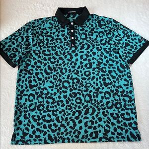 Byrdgang Men's Leopard Print Polo in Teal